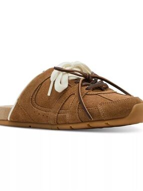 New Steve Madden Suede Slide Mule with Lace Up Detail - Brown/Tan